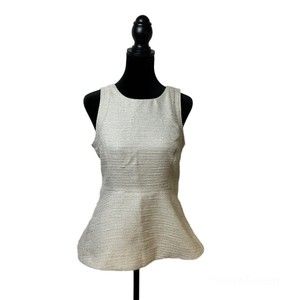 BANANA REPUBLIC Woman's Sz 0 Beige Tincel Peplum Sleeveless Blouse Shirt